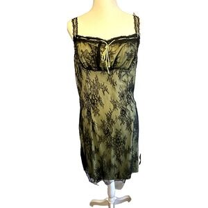 Cider Babydoll Women Dress Black Lace Green Slip whimsigoth fairy Lingerie XL